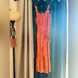 Maurices Orange Floral Jumpsuit XXL